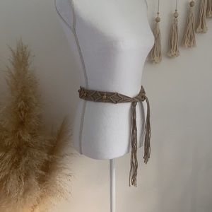 macrame woven belt boho vibes tassel fringe festival neutral